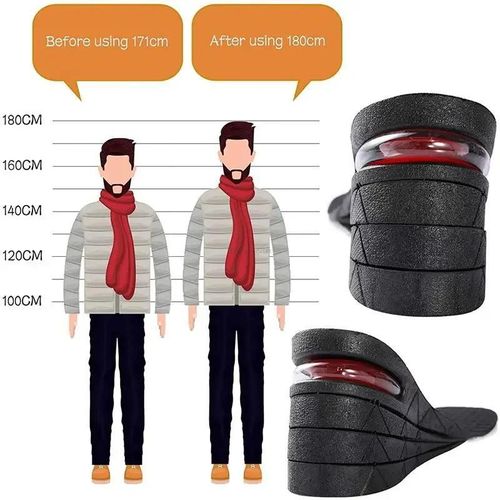 Height-Increasing Insoles - Adjustable Air Cushion Inserts for Men & Women, Black, 3-9cm Lift
