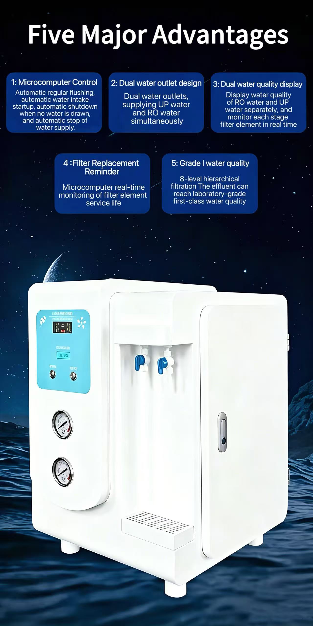 Laboratory ultrapure water machine, distilled water machine, biochemical water purifier, medical deionized water equipment, reverse osmosis pure water system