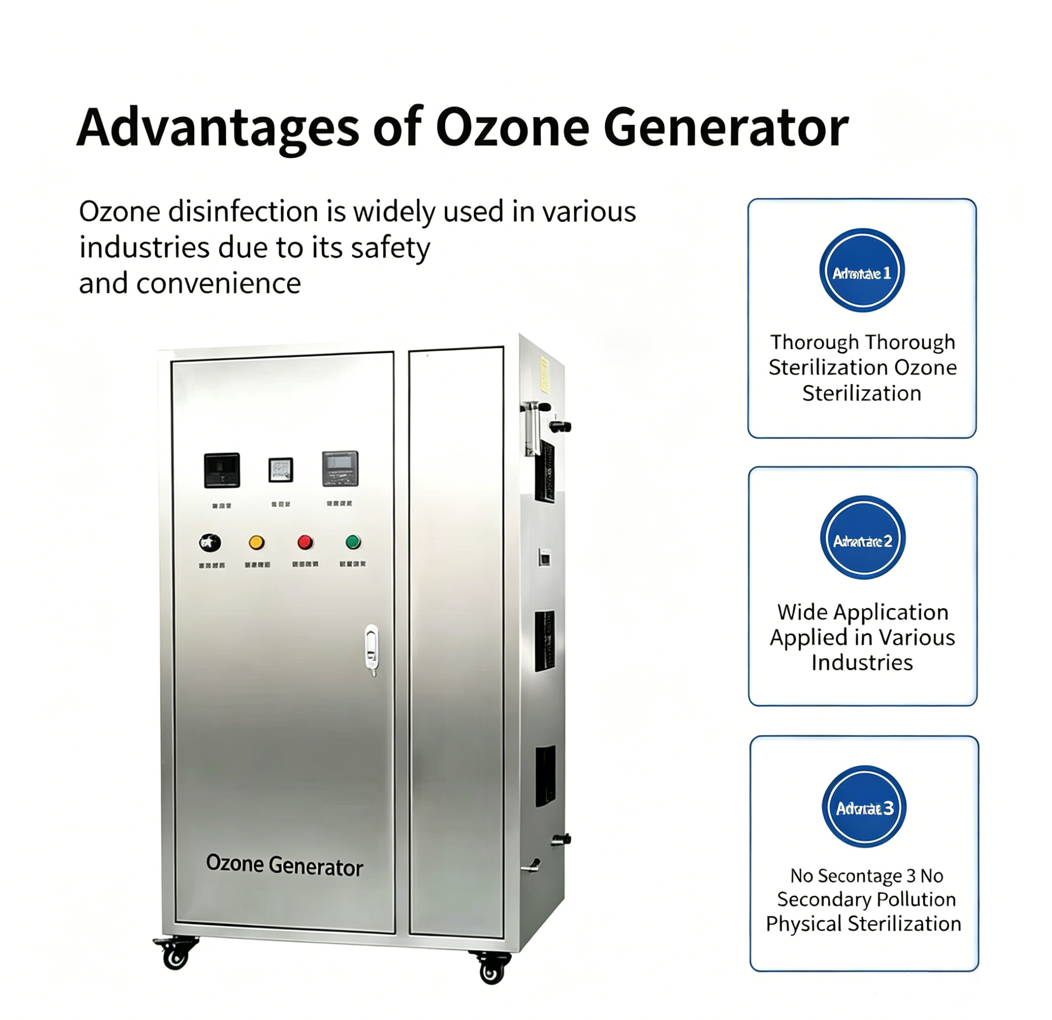 Ozone Generator for Water Treatment and Disinfection, Oxygen-fed & Air-fed Disinfector, Internal/External Water Tank Self-Cleaning and Space Sterilization Equipments