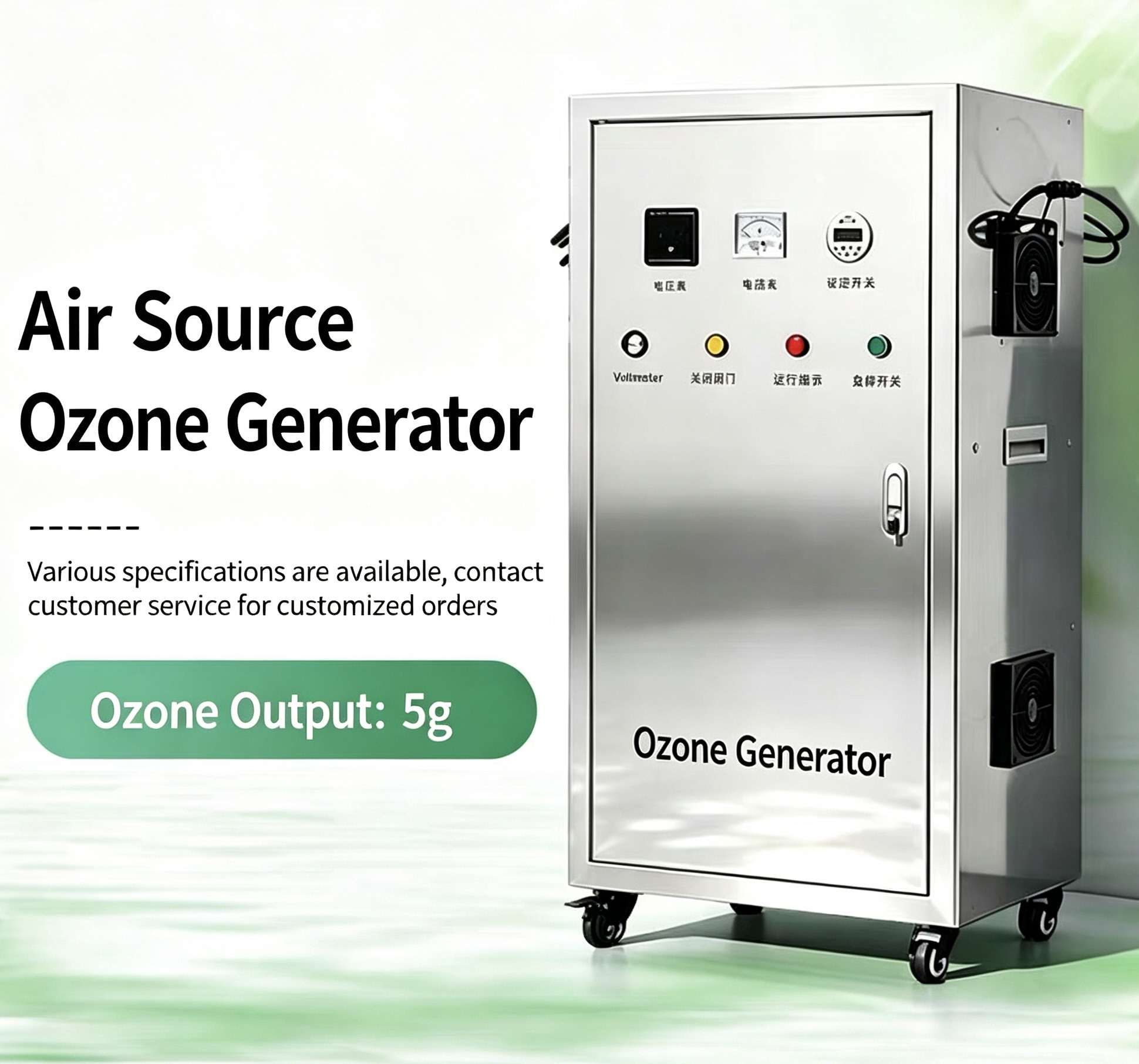 Ozone Generator for Water Treatment and Disinfection, Oxygen-fed & Air-fed Disinfector, Internal/External Water Tank Self-Cleaning and Space Sterilization Equipments