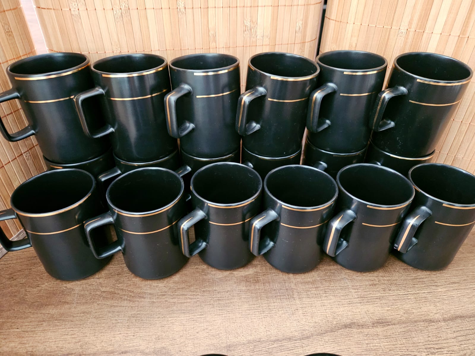High quality black ceramic mug gold line, 6pcs