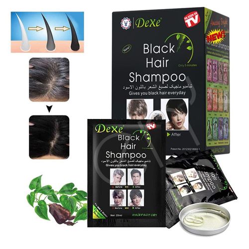 Dexe Dexe Black Hair Shampoo 25ml x10 - Natural Herbal Formula for All Hair Types