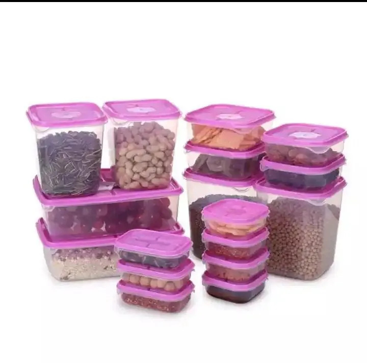 17 sets Fresh-keeping Food Box Set Refrigerator Plastic Sealed Cans Lunch Boxes Preservation Transparent Sealed Container Jars