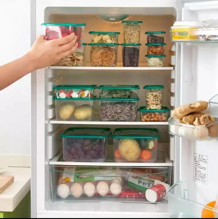 17 sets Fresh-keeping Food Box Set Refrigerator Plastic Sealed Cans Lunch Boxes Preservation Transparent Sealed Container Jars