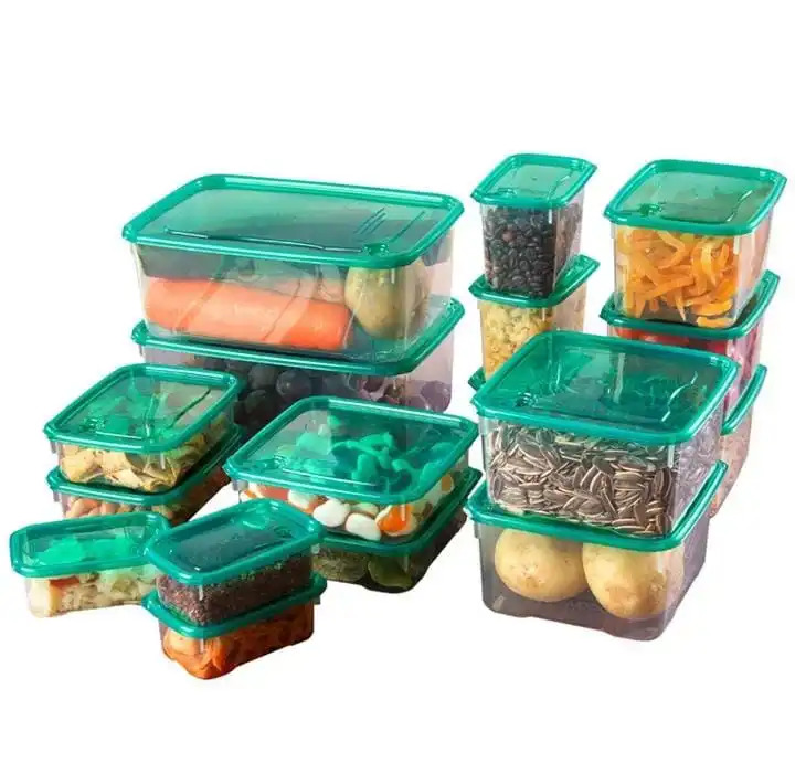 17 sets Fresh-keeping Food Box Set Refrigerator Plastic Sealed Cans Lunch Boxes Preservation Transparent Sealed Container Jars