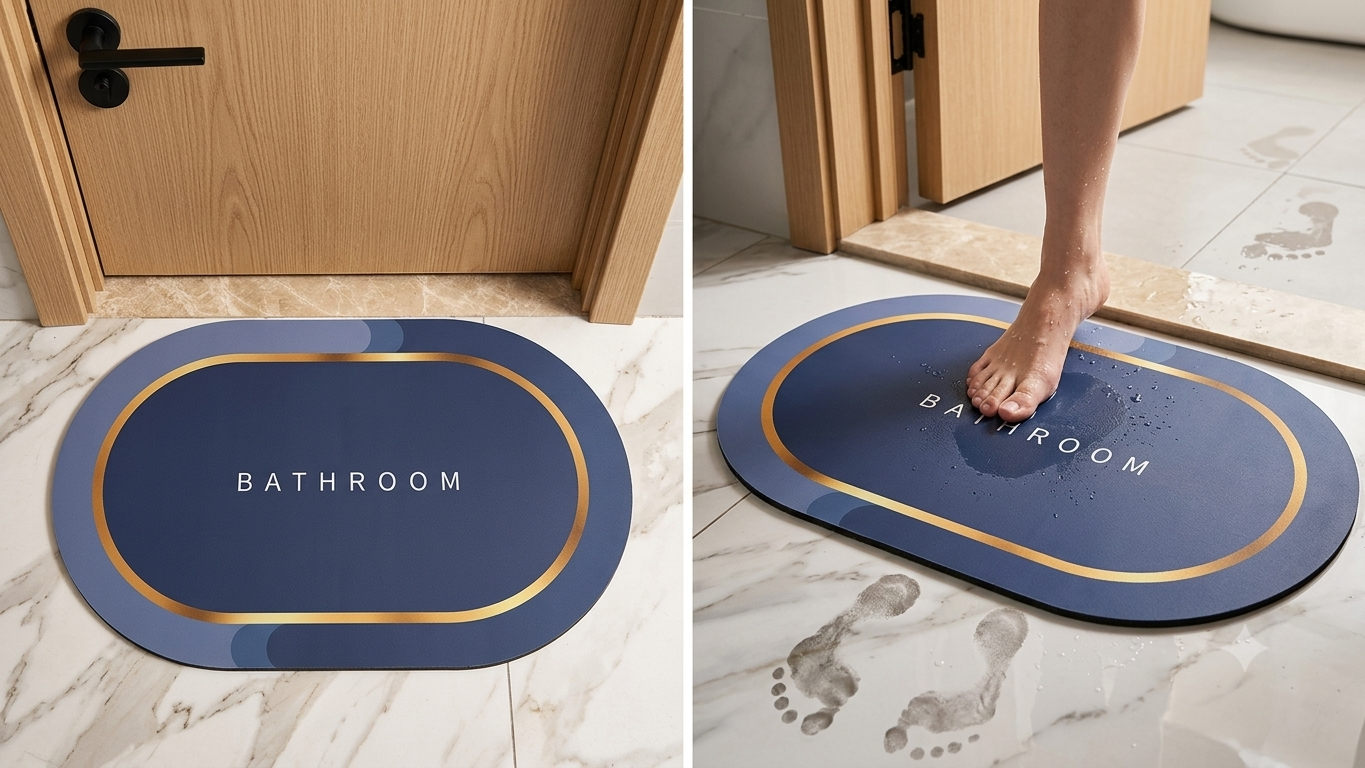 Super Absorbent Anti-Slip Floor Mat – Quick-Dry Soft Door & Bathroom Rug with Non-Slip Rubber Backing