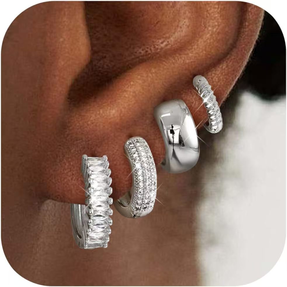 Fashion Design Copper Plated 14K Gold Zircon Earrings for Women, Advanced Texture, Elegant & Versatile Hoop Earrings, Jewelry Wholesale