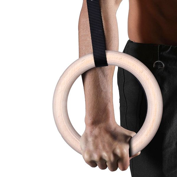Pull-up fitness gymnastic rings professional sports gymnastics rings birch wood ring set sports home auxiliary equipment