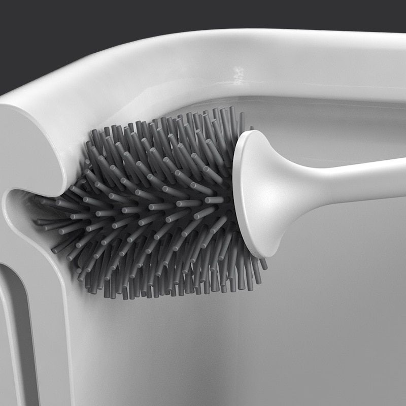 Silicone Toilet Brush for Home Use, Wall-Mounted, Round Toilet Cleaning Brush Set, Wall-Hanging Toilet Cleaning Brush