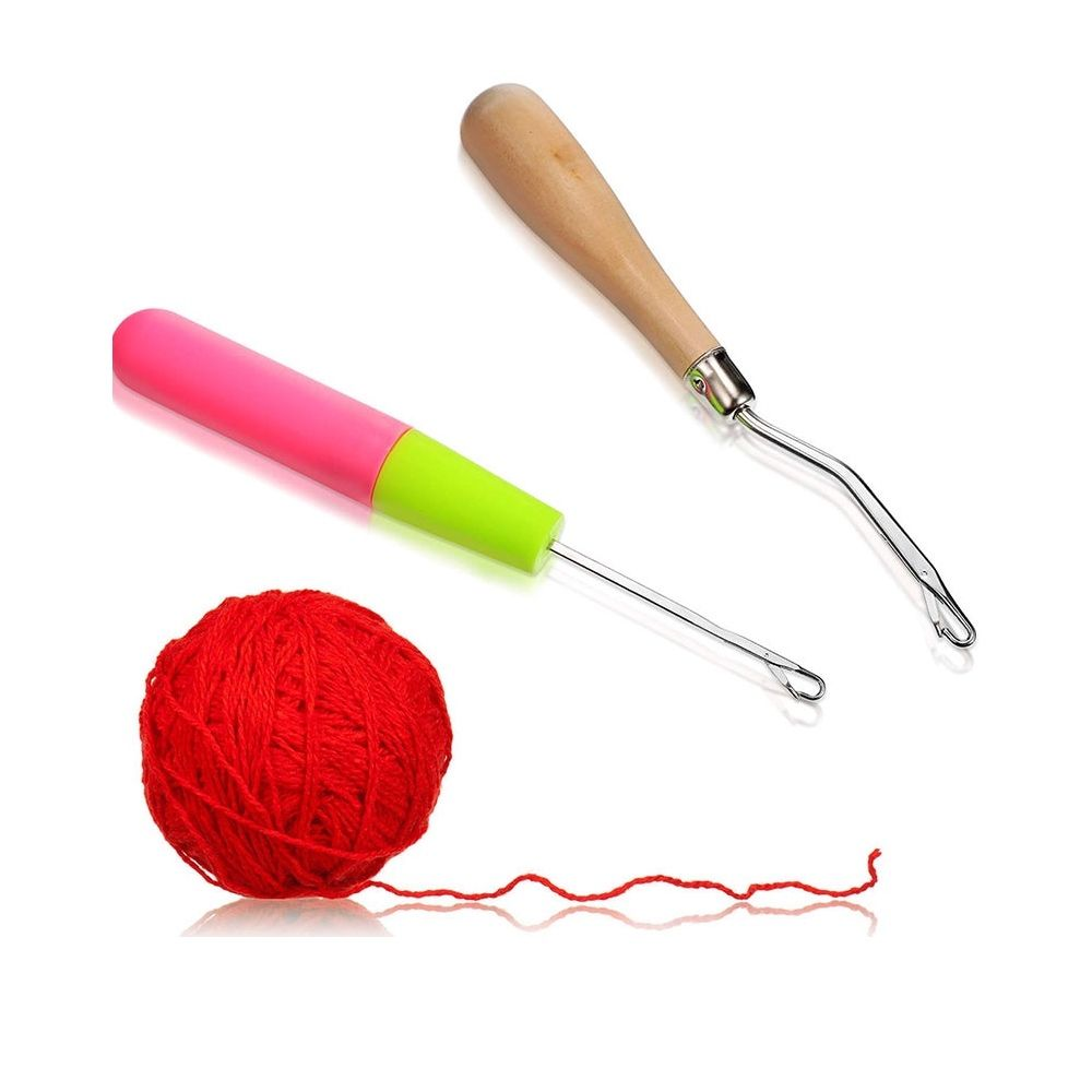 Large hook knitting tool with tongue hook, plastic handle, small hook for sweaters and yarn, slender tongue crochet hook, closed-end tongue hook
