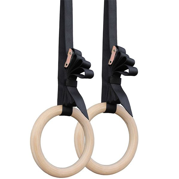 Pull-up fitness gymnastic rings professional sports gymnastics rings birch wood ring set sports home auxiliary equipment