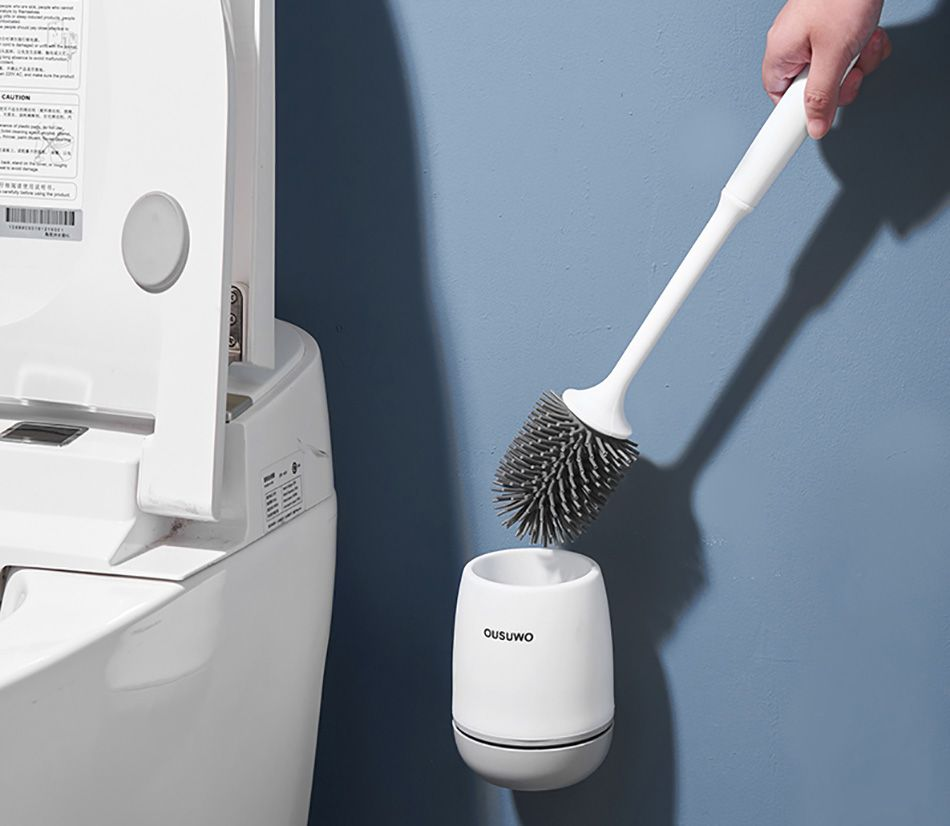 Silicone Toilet Brush for Home Use, Wall-Mounted, Round Toilet Cleaning Brush Set, Wall-Hanging Toilet Cleaning Brush