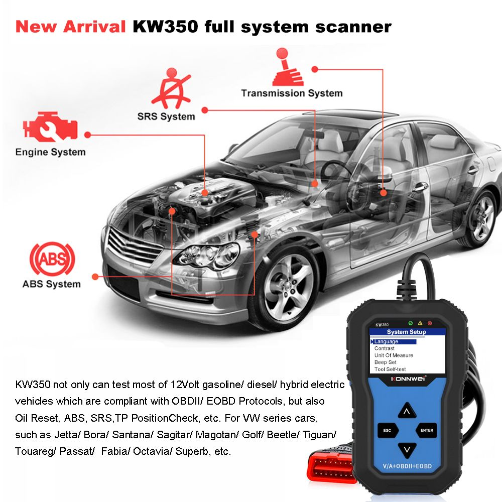 KW350 V/A and OBD2 Car Diagnostic Scanner Tool