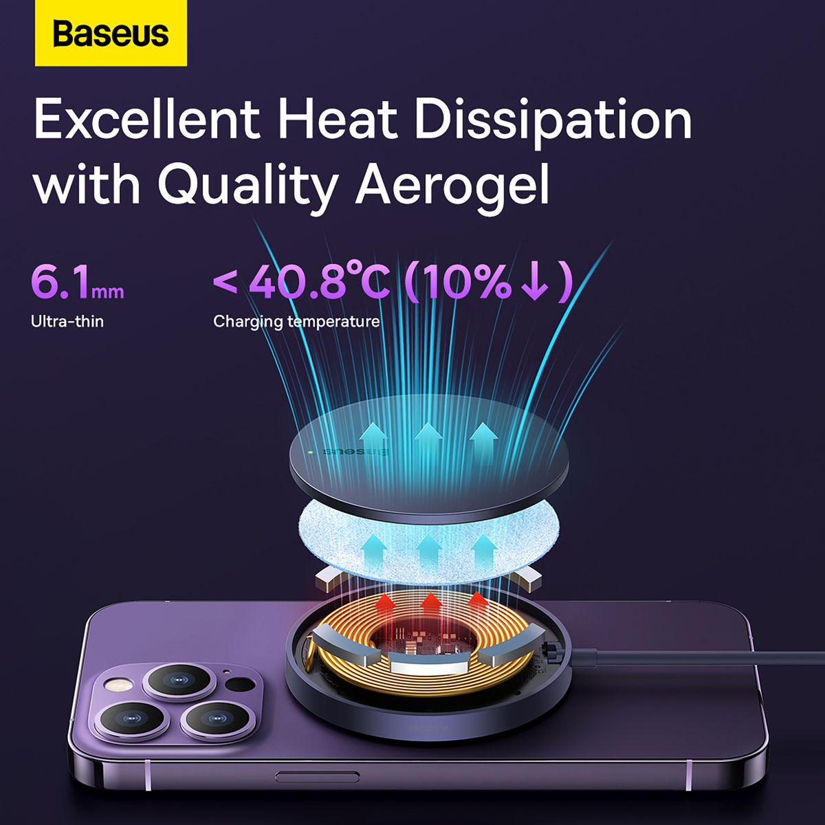 Baseus Simple Mini3 Magnetic Wireless Charger 15W - Dusty Purple
