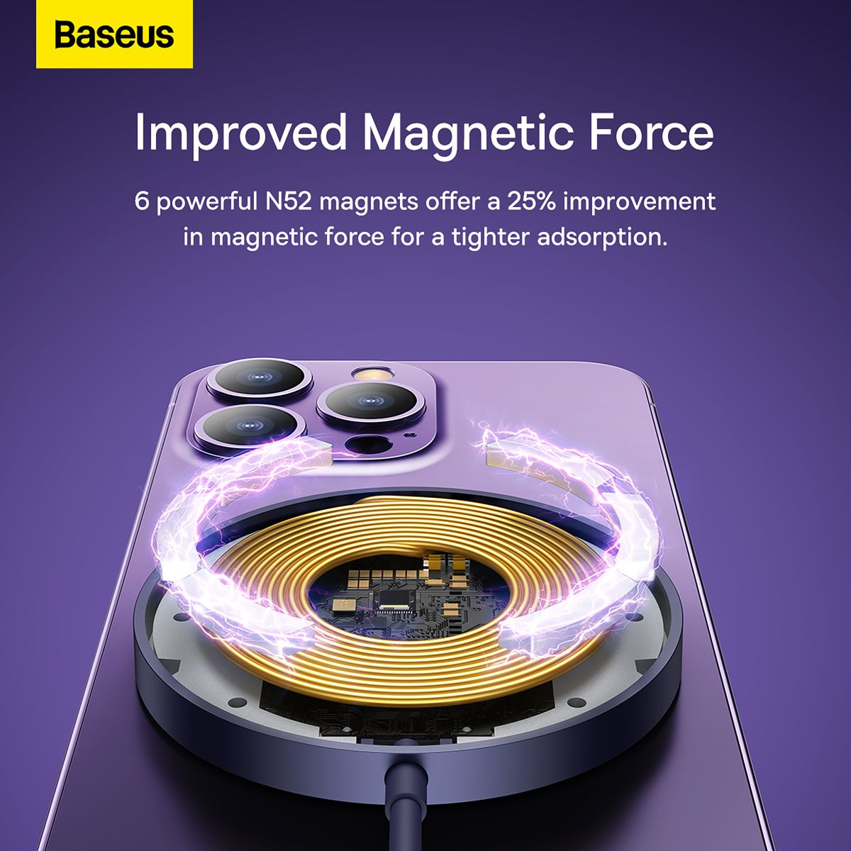 Baseus Simple Mini3 Magnetic Wireless Charger 15W - Dusty Purple