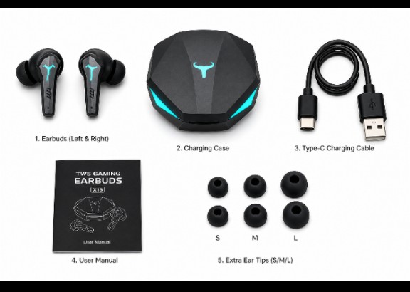 Wireless Gaming Earbuds with RGB Charging Case