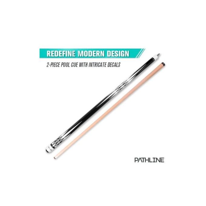Premium Pathline 58" American Pool Cue Stick - Professional 2-Piece Hardwood Maple Billiard Cue with Intricate Decals