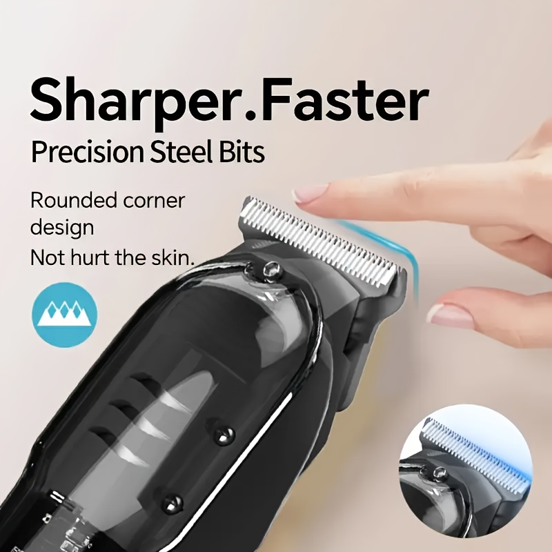 Professional Transparent Hair Clipper for Men – Hollow-Out Design, LED Display, USB Rechargeable, T-Blade Cordless Trimmer with 4 Guide Combs