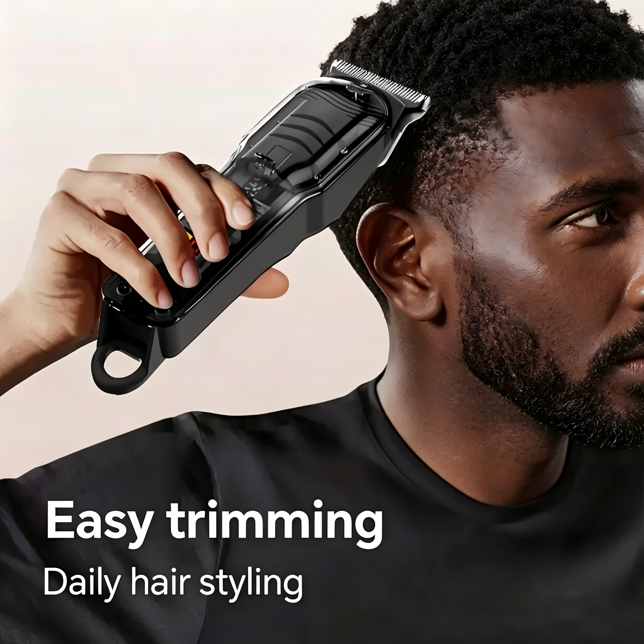 Professional Transparent Hair Clipper for Men – Hollow-Out Design, LED Display, USB Rechargeable, T-Blade Cordless Trimmer with 4 Guide Combs