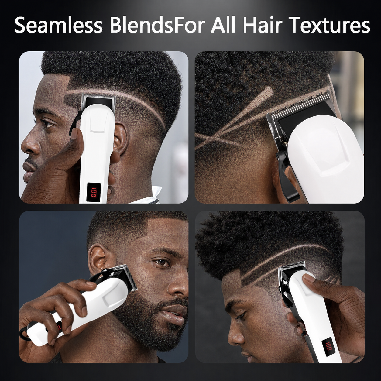 Professional Rechargeable Hair Clipper for Men – Cordless Barber Trimmer Kit with Digital Display, USB Charging & 4 Guide Combs