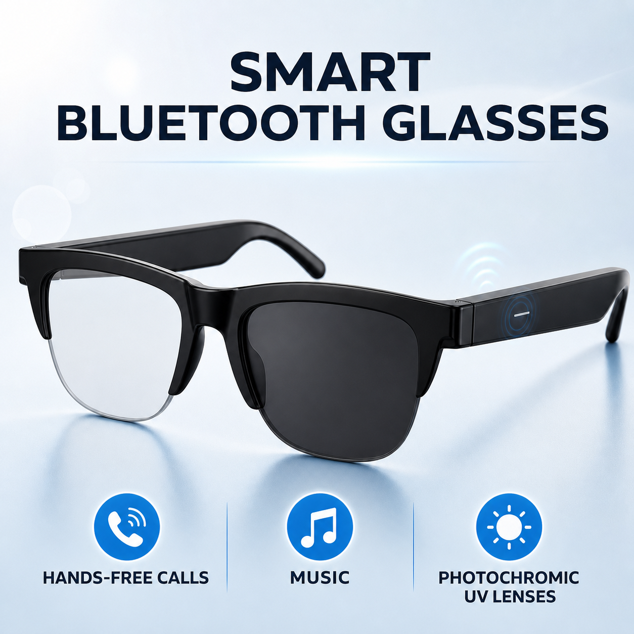 Bluetooth Color-changing Smart Glasses - Air Conduction Calls & Music with UV Protection