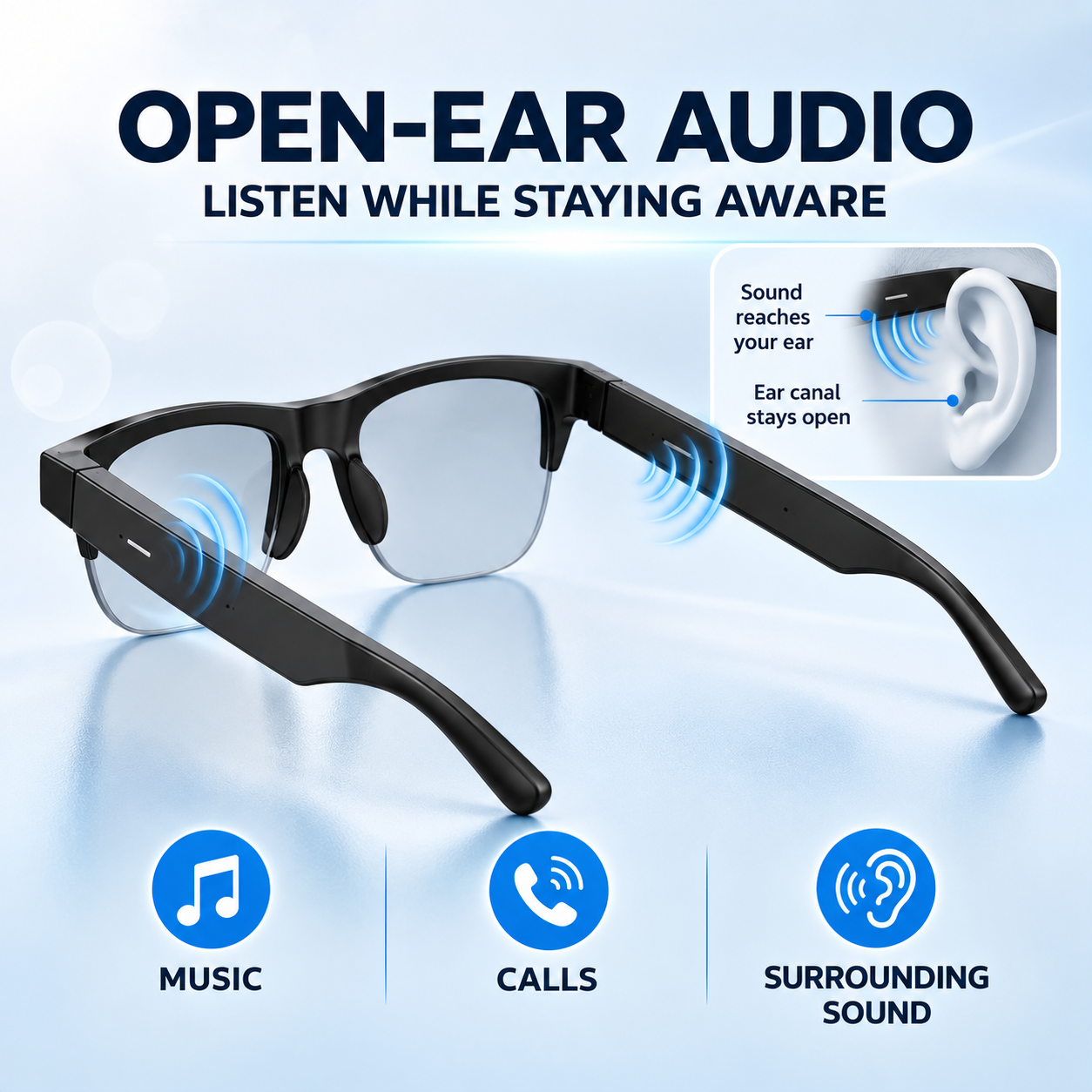 Bluetooth Color-changing Smart Glasses - Air Conduction Calls & Music with UV Protection