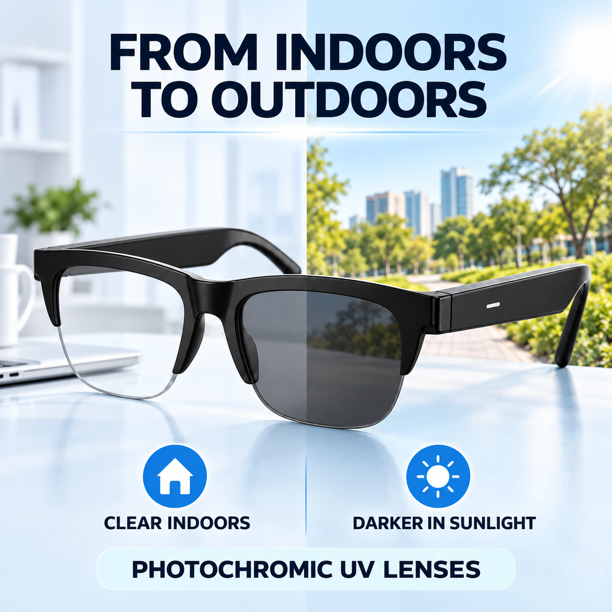 Bluetooth Color-changing Smart Glasses - Air Conduction Calls & Music with UV Protection