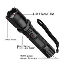 Good Quality Rechargeable LED flashlight for visibility and a high-voltage stun gun for personal protection.