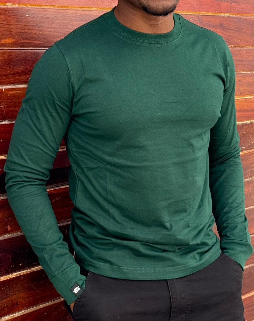 High Quality Long Sleeved Cotton T-Shirts; New Arrivals Boutique Men's Clothing T-Shirts / Solid Color  Crew Neck TShirts Big Fittings