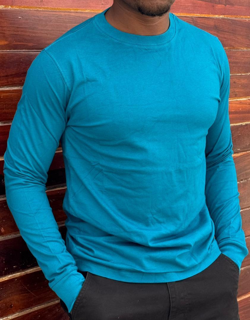 High Quality Long Sleeved Cotton T-Shirts; New Arrivals Boutique Men's Clothing T-Shirts / Solid Color  Crew Neck TShirts Big Fittings