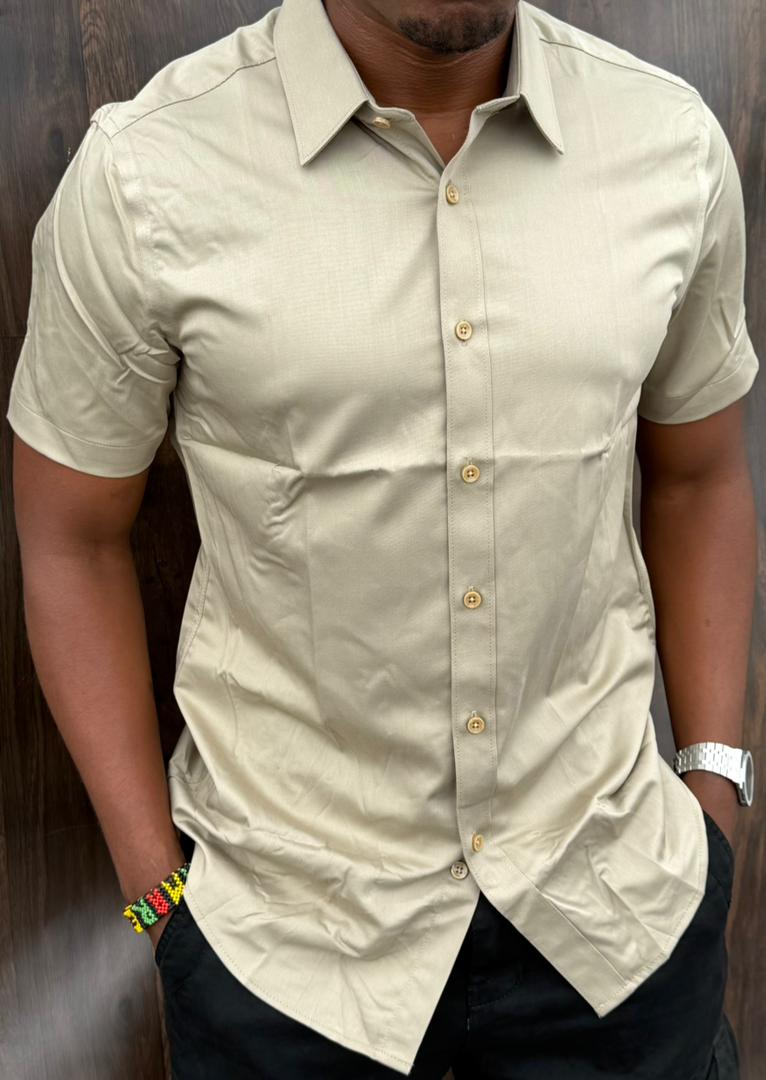 New Arrival High Quality Men's Boutique Short Sleeved Silk Shirts; Button Down Men's Clothing T-Shirts / Solid Color Shirts