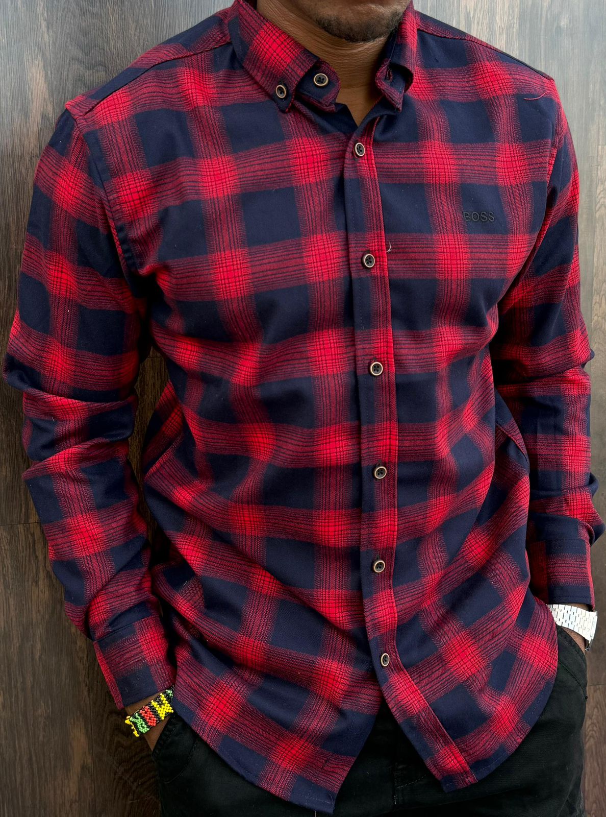 New Arrival High Quality Men's Boutique Long Sleeved Plaid Flannel Shirts; Button Down Men's Clothing T-Shirts /Men's Shirts Checkered Cotton Shirts