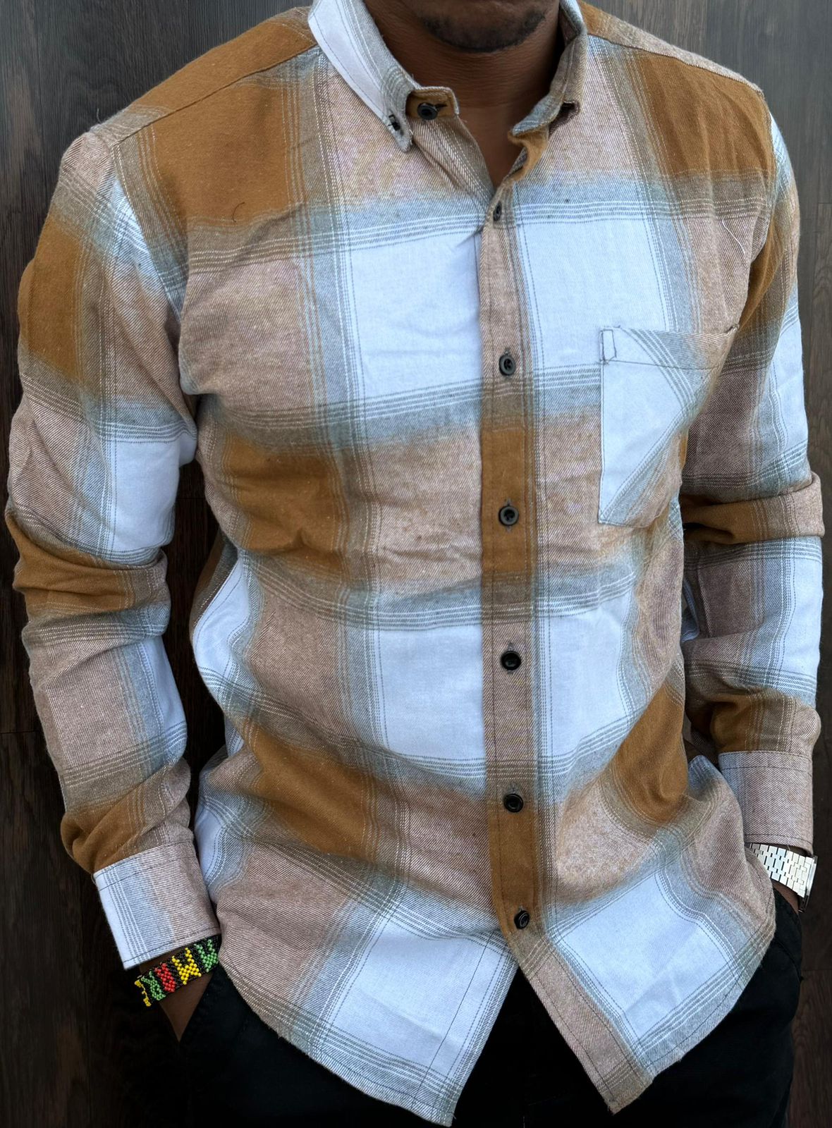 New Arrival High Quality Men's Boutique Long Sleeved Plaid Flannel Shirts; Button Down Men's Clothing T-Shirts /Men's Shirts Checkered Cotton Shirts