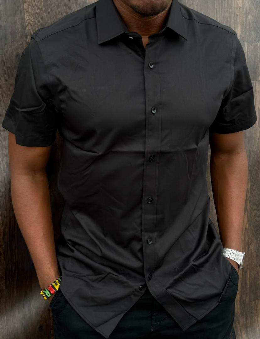 New Arrival High Quality Men's Boutique Short Sleeved Silk Shirts; Button Down Men's Clothing T-Shirts / Solid Color Shirts