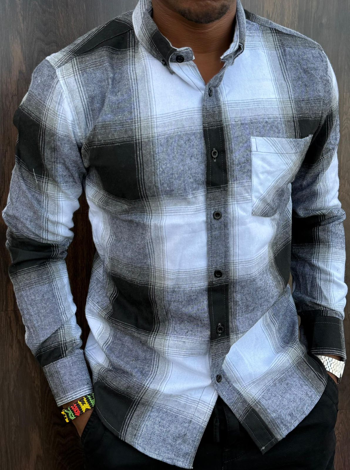 New Arrival High Quality Men's Boutique Long Sleeved Plaid Flannel Shirts; Button Down Men's Clothing T-Shirts /Men's Shirts Checkered Cotton Shirts