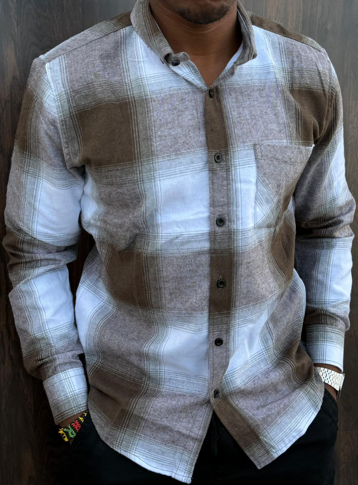 New Arrival High Quality Men's Boutique Long Sleeved Plaid Flannel Shirts; Button Down Men's Clothing T-Shirts /Men's Shirts Checkered Cotton Shirts