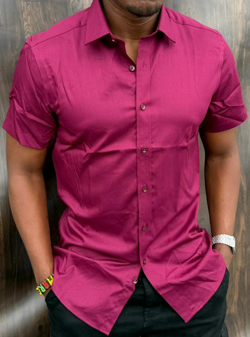 New Arrival High Quality Men's Boutique Short Sleeved Silk Shirts; Button Down Men's Clothing T-Shirts / Solid Color Shirts