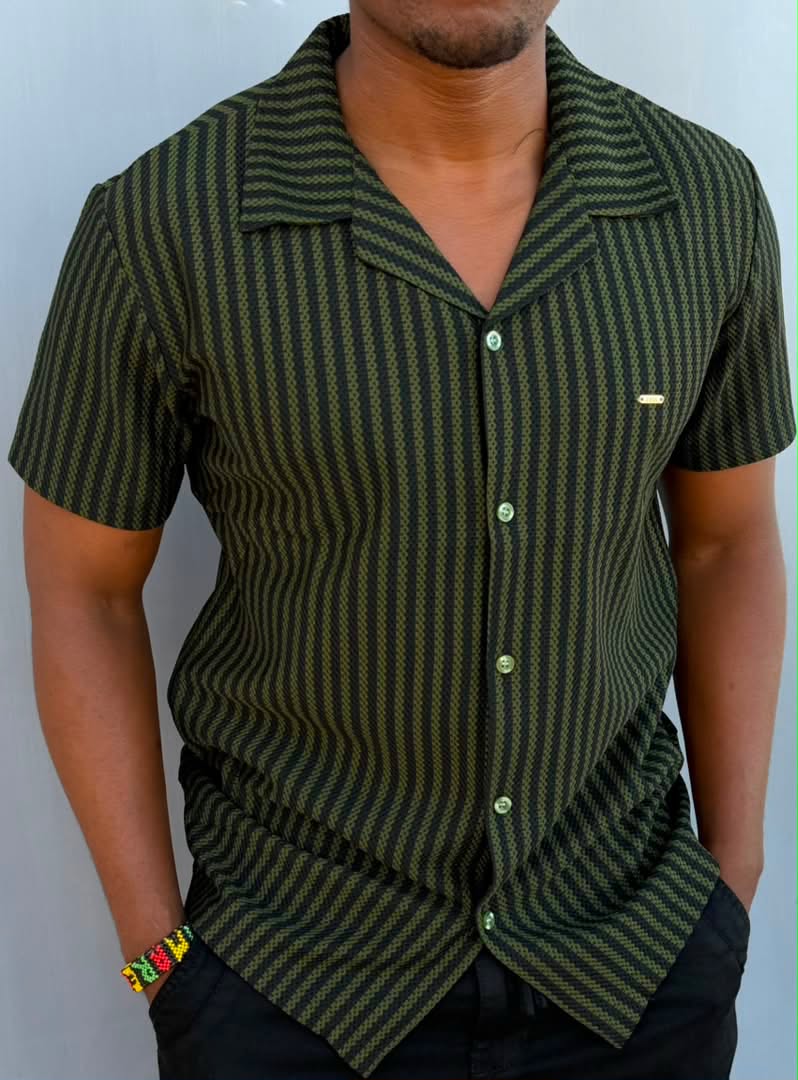 New Arrival Premium Quality Men's Boutique Short Sleeved Striped Cuban Shirts; Non-Fade Fabric Cuban Men's Clothing /Men's Shirts