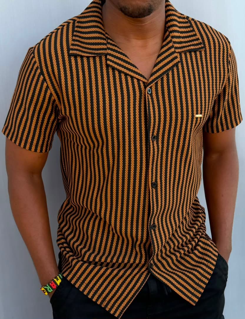 New Arrival Premium Quality Men's Boutique Short Sleeved Striped Cuban Shirts; Non-Fade Fabric Cuban Men's Clothing /Men's Shirts
