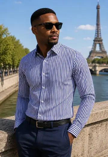 New Arrival High Quality Men's Boutique Long Sleeved Striped Shirts; Button Down Men's Clothing /Men's Shirts Striped Cotton Shirts