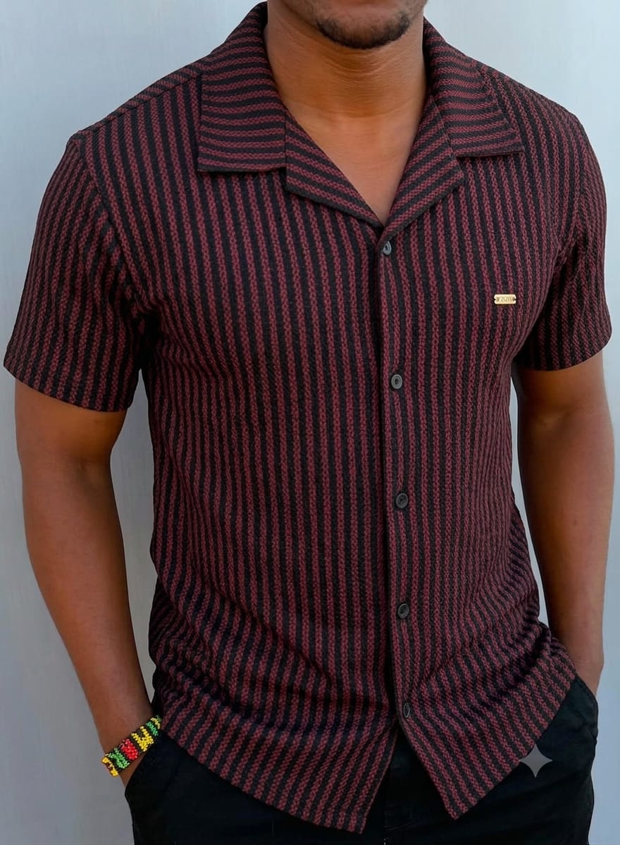 New Arrival Premium Quality Men's Boutique Short Sleeved Striped Cuban Shirts; Non-Fade Fabric Cuban Men's Clothing /Men's Shirts