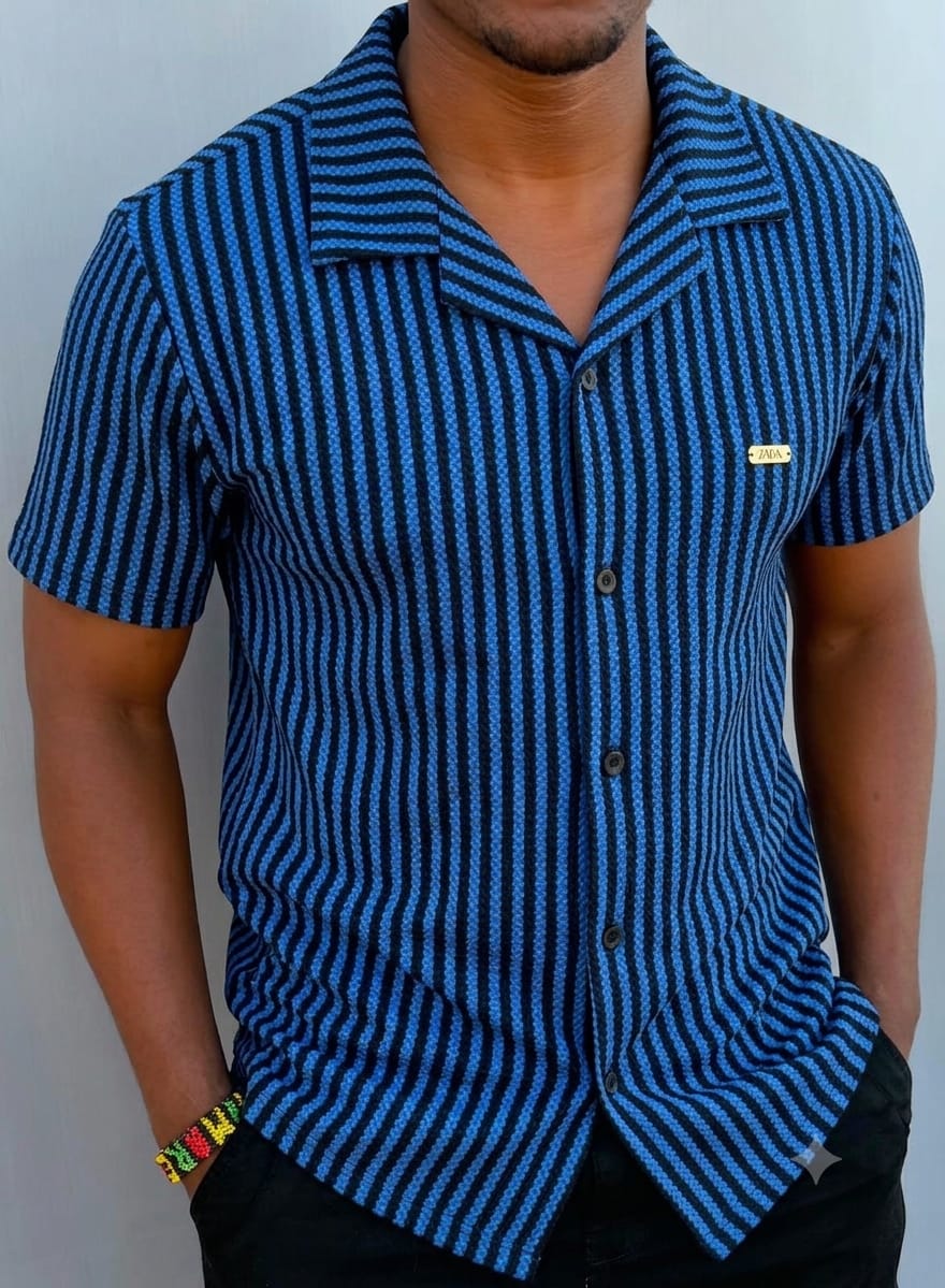New Arrival Premium Quality Men's Boutique Short Sleeved Striped Cuban Shirts; Non-Fade Fabric Cuban Men's Clothing /Men's Shirts