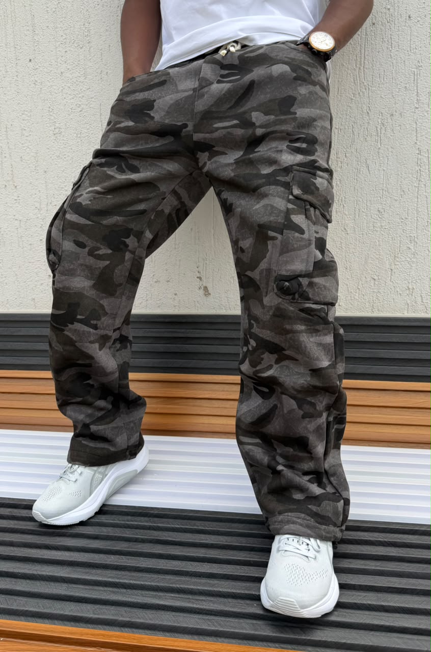 New Arrival Men's Camouflage Cargo Trousers; Casual Jogger Pants Camo Combat Cargo Pants With Drawstrings & Side Flap Pockets/Men's Clothing/Bottoms