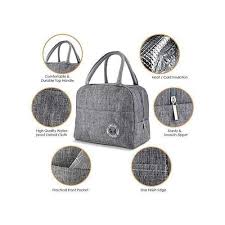 Modern Trending portable insulated thermal lunch tote bag designed for carrying meals and snacks to work, school, or picnics.