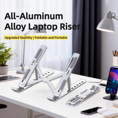 Laptop Stand, Laptop Holder Riser Computer Tablet Stand, 6 Angles Adjustable Aluminum Ergonomic Foldable Portable Desktop Holder Compatible