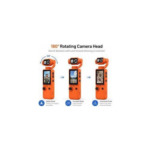 Q8 4K Ultra HD Pocket Gimbal Sports & Vlogging Camera – 180° Rotatable Camera with IPS Touchscreen