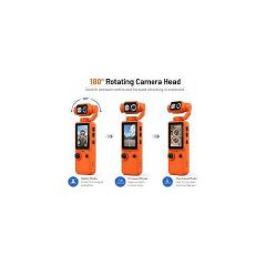Q8 4K Ultra HD Pocket Gimbal Sports & Vlogging Camera – 180° Rotatable Camera with IPS Touchscreen