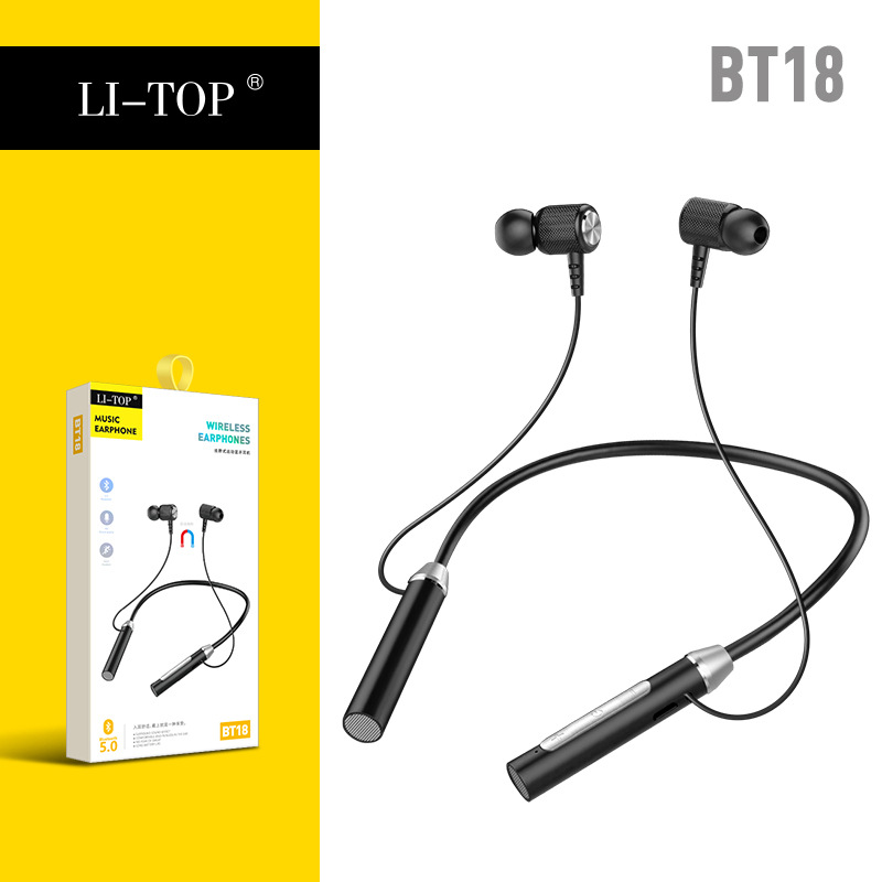 Bluetooth wireless earphones with neck mounted sports and in ear neck mounted design, with ultra long battery life of 9D surround sound, double-sided stereo, magnetic suction, and portable storage
