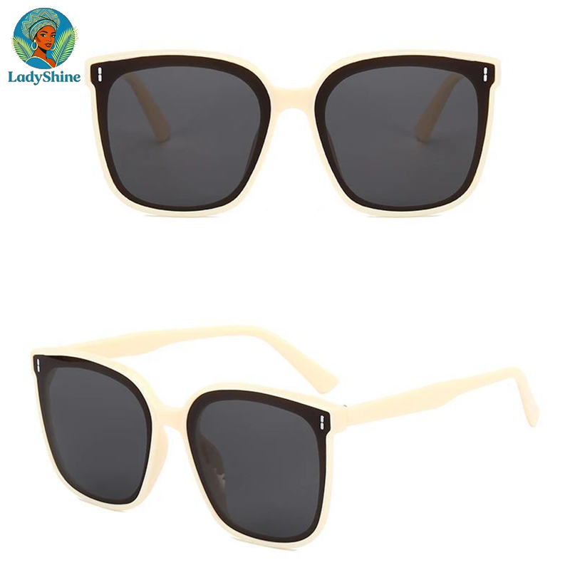 【LadyShine】Unisex Square Sunglasses UV400 Protection PC Lens Fashion Eyewear, Lightweight Anti-UV Sun Glasses For Men Women, Driving Safari Party Church Daily Wear, Black & Cream Two Colors Available