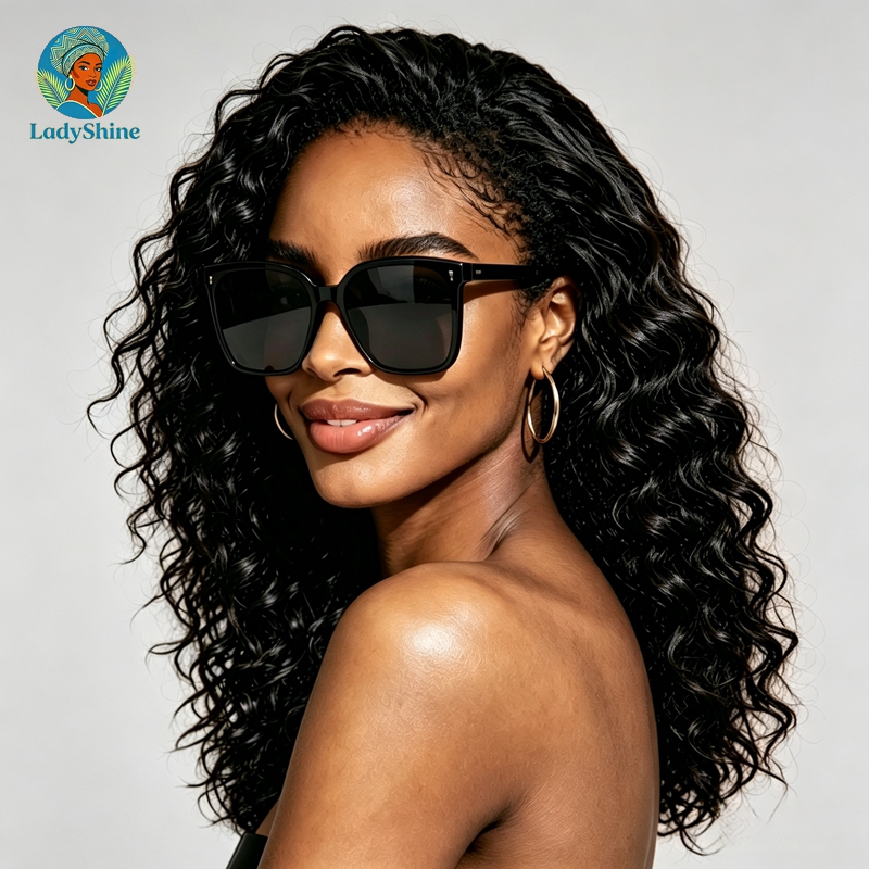 【LadyShine】Unisex Square Sunglasses UV400 Protection PC Lens Fashion Eyewear, Lightweight Anti-UV Sun Glasses For Men Women, Driving Safari Party Church Daily Wear, Black & Cream Two Colors Available